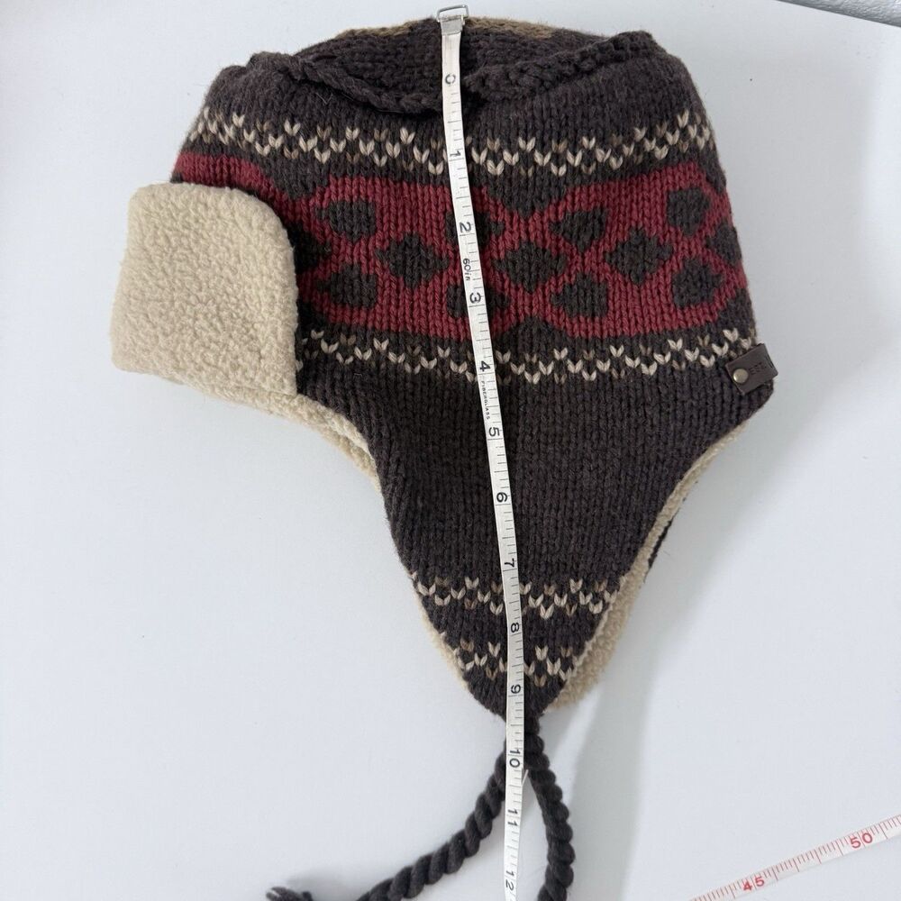 REI Wool Blend Nordic Trapper Hat Sherpa Lined Earflap Beanie Gorpcore Fair Isle - Picture 14 of 16